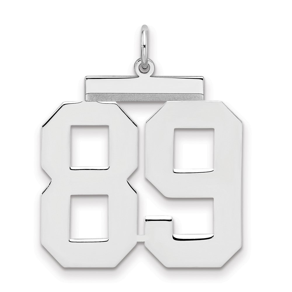 Sterling Silver/Rhodium-plated Polished Number 89 Charm, 24 x 20 mm