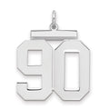 Sterling Silver/Rhodium-plated Polished Number 90 Charm, 24 x 20 mm