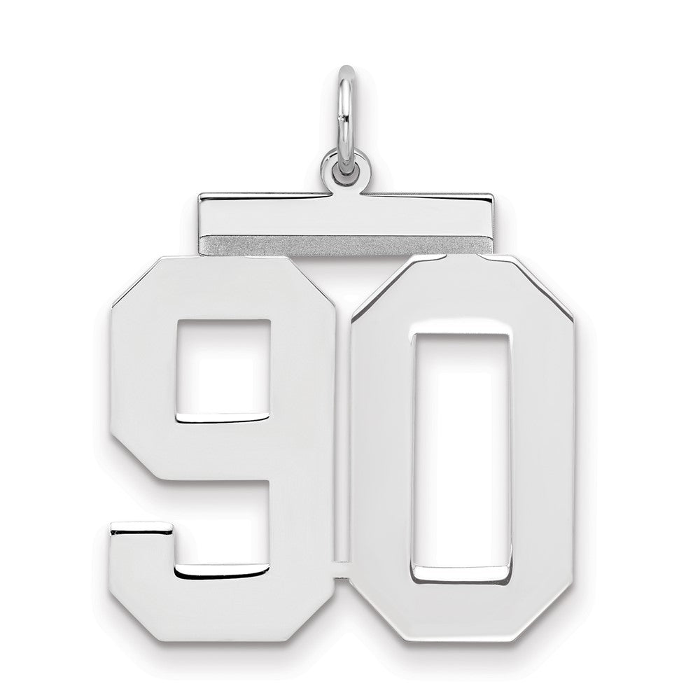 Sterling Silver/Rhodium-plated Polished Number 90 Charm, 24 x 20 mm