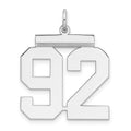 Sterling Silver/Rhodium-plated Polished Number 92 Charm, 24 x 20 mm