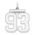 Sterling Silver/Rhodium-plated Polished Number 93 Charm, 24 x 20 mm