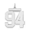 Sterling Silver/Rhodium-plated Polished Number 94 Charm, 24 x 20 mm