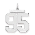 Sterling Silver/Rhodium-plated Polished Number 95 Charm, 24 x 20 mm