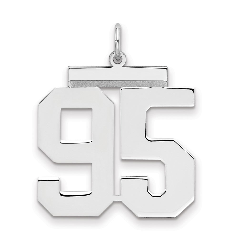Sterling Silver/Rhodium-plated Polished Number 95 Charm, 24 x 20 mm