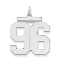 Sterling Silver/Rhodium-plated Polished Number 96 Charm, 24 x 20 mm