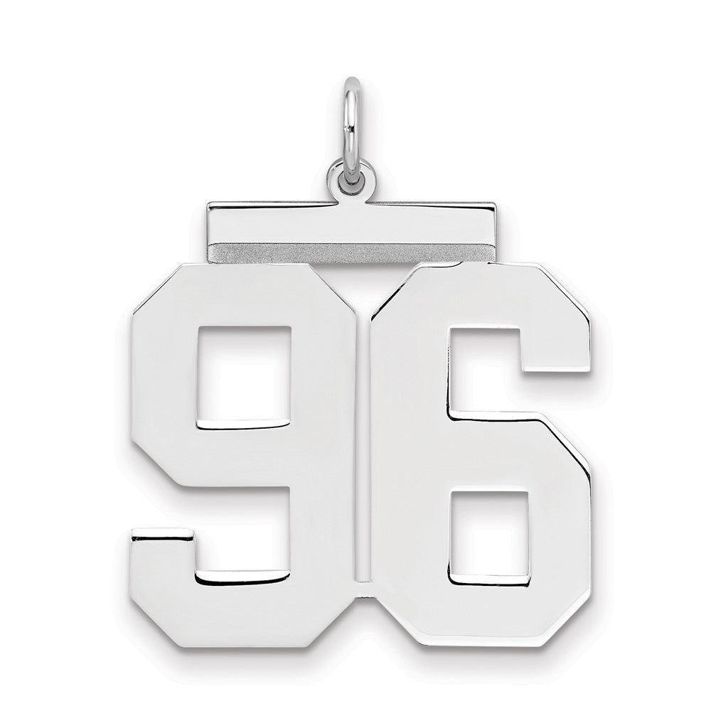 Sterling Silver/Rhodium-plated Polished Number 96 Charm, 24 x 20 mm