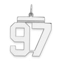 Sterling Silver/Rhodium-plated Polished Number 97 Charm, 24 x 20 mm