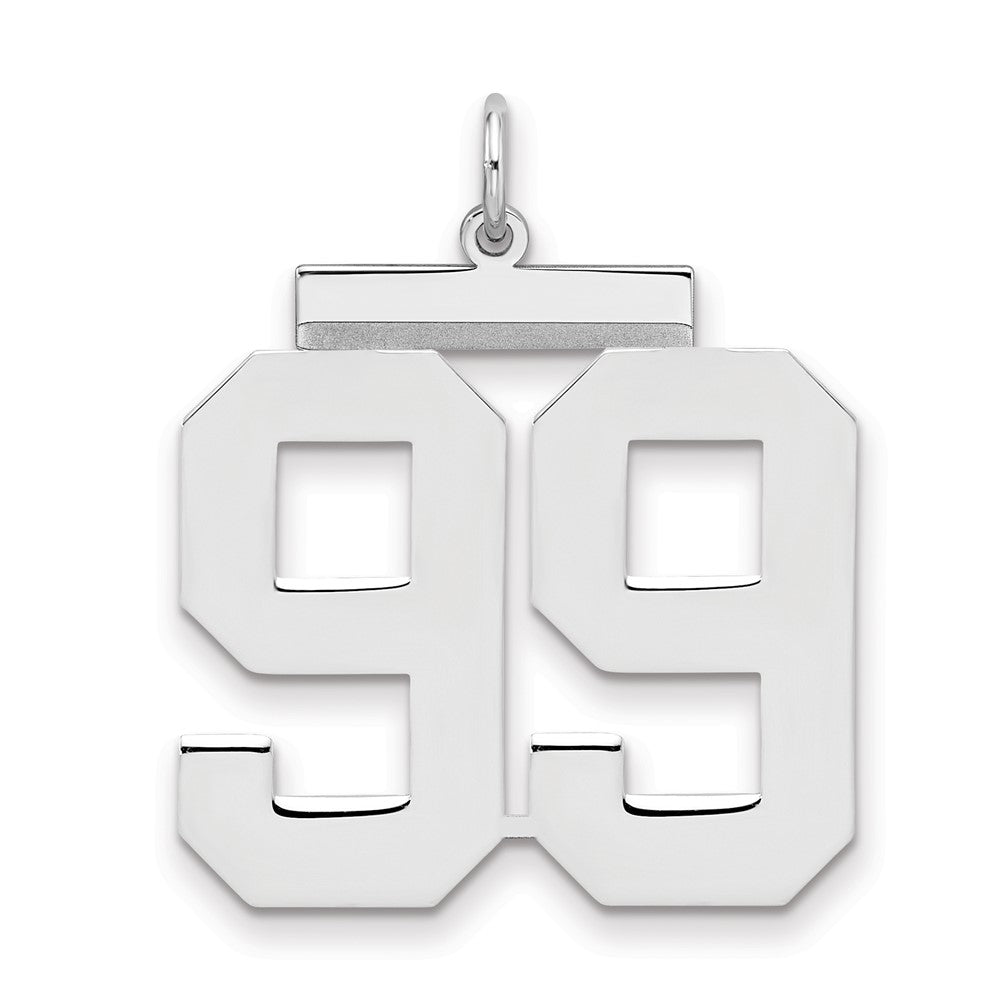Sterling Silver/Rhodium-plated Polished Number 99 Charm, 24 x 20 mm