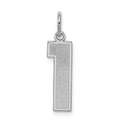 Sterling Silver/Rhodium-plated Satin Number 1 Charm, 22 x 9 mm