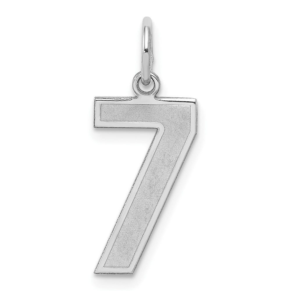 Sterling Silver/Rhodium-plated Satin Number 7 Charm, 22 x 9 mm