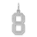 Sterling Silver/Rhodium-plated Satin Number 8 Charm, 22 x 9 mm