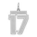 Sterling Silver/Rhodium-plated Satin Number 17 Charm, 22 x 18 mm