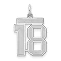 Sterling Silver/Rhodium-plated Satin Number 18 Charm, 22 x 18 mm