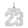 Sterling Silver/Rhodium-plated Satin Number 23 Charm, 22 x 18 mm