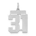 Sterling Silver/Rhodium-plated Satin Number 31 Charm, 22 x 18 mm