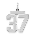 Sterling Silver/Rhodium-plated Satin Number 37 Charm, 22 x 18 mm