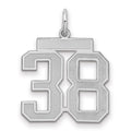 Sterling Silver/Rhodium-plated Satin Number 38 Charm, 22 x 18 mm