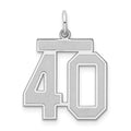 Sterling Silver/Rhodium-plated Satin Number 40 Charm, 22 x 18 mm
