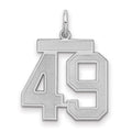 Sterling Silver/Rhodium-plated Satin Number 49 Charm, 22 x 18 mm