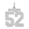Sterling Silver/Rhodium-plated Satin Number 52 Charm, 22 x 18 mm