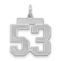 Sterling Silver/Rhodium-plated Satin Number 53 Charm, 22 x 18 mm