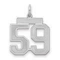 Sterling Silver/Rhodium-plated Satin Number 59 Charm, 22 x 18 mm