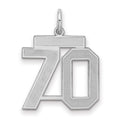 Sterling Silver/Rhodium-plated Satin Number 70 Charm, 22 x 18 mm