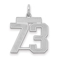Sterling Silver/Rhodium-plated Satin Number 73 Charm, 22 x 18 mm