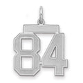 Sterling Silver/Rhodium-plated Satin Number 84 Charm, 22 x 18 mm
