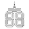 Sterling Silver/Rhodium-plated Satin Number 88 Charm, 22 x 18 mm