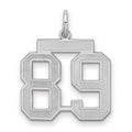 Sterling Silver/Rhodium-plated Satin Number 89 Charm, 22 x 18 mm