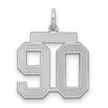 Sterling Silver/Rhodium-plated Satin Number 90 Charm, 22 x 18 mm