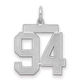 Sterling Silver/Rhodium-plated Satin Number 94 Charm, 22 x 18 mm