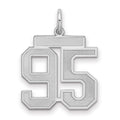 Sterling Silver/Rhodium-plated Satin Number 95 Charm, 22 x 18 mm