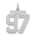 Sterling Silver/Rhodium-plated Satin Number 97 Charm, 22 x 18 mm
