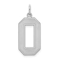 Sterling Silver/Rhodium-plated Satin Number 0 Charm, 25 x 11 mm