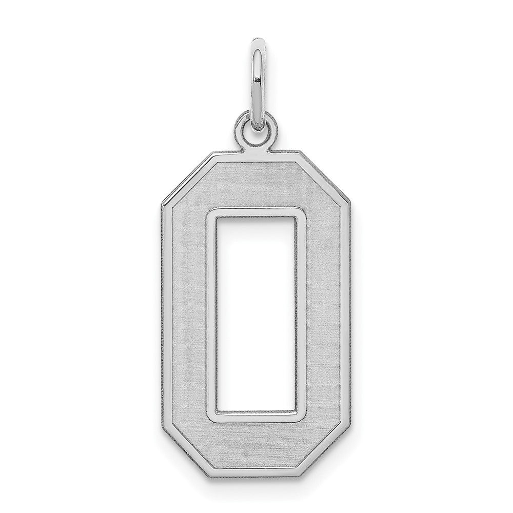 Sterling Silver/Rhodium-plated Satin Number 0 Charm, 25 x 11 mm