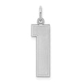 Sterling Silver/Rhodium-plated Satin Number 1 Charm, 25 x 11 mm