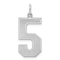 Sterling Silver/Rhodium-plated Satin Number 5 Charm, 25 x 11 mm