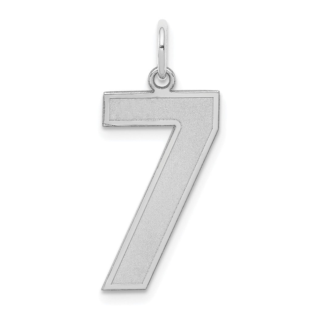 Sterling Silver/Rhodium-plated Satin Number 7 Charm, 25 x 11 mm