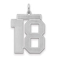Sterling Silver/Rhodium-plated Satin Number 18 Charm, 25 x 21 mm