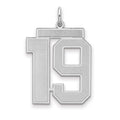 Sterling Silver/Rhodium-plated Satin Number 19 Charm, 25 x 21 mm