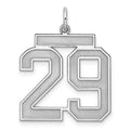 Sterling Silver/Rhodium-plated Satin Number 29 Charm, 25 x 21 mm