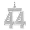 Sterling Silver/Rhodium-plated Satin Number 44 Charm, 25 x 21 mm