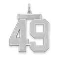Sterling Silver/Rhodium-plated Satin Number 49 Charm, 25 x 21 mm