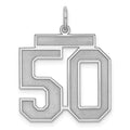 Sterling Silver/Rhodium-plated Satin Number 50 Charm, 25 x 21 mm