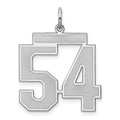 Sterling Silver/Rhodium-plated Satin Number 54 Charm, 25 x 21 mm