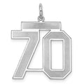 Sterling Silver/Rhodium-plated Satin Number 70 Charm, 25 x 21 mm