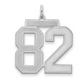 Sterling Silver/Rhodium-plated Satin Number 82 Charm, 25 x 21 mm