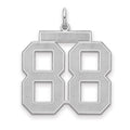 Sterling Silver/Rhodium-plated Satin Number 88 Charm, 25 x 21 mm